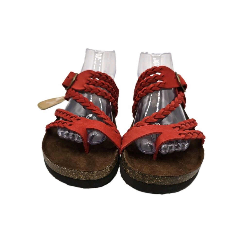 White Mountain Stylish Red Braided Sandals Women's Size 9 Comfortable Walking